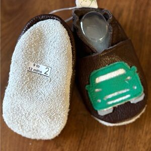Brown and Green Moccasins with Car Design